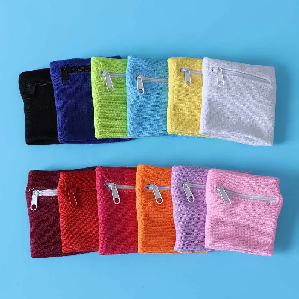 حقيبة محفظة حماية المعصم من القطن الملون للجنسين مع جيب بسحاب، سوار معصم رياضي لممارسة رياضة الجري وركوب الدراجات #6