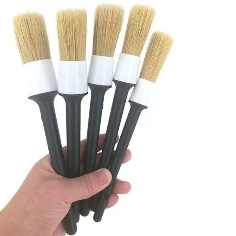 3PCS Car Detailing Brushes Set Boar Hair Bristles Exterior Interior Auto Cleaning Tools Dashboard Brush for Vehicle Detailing