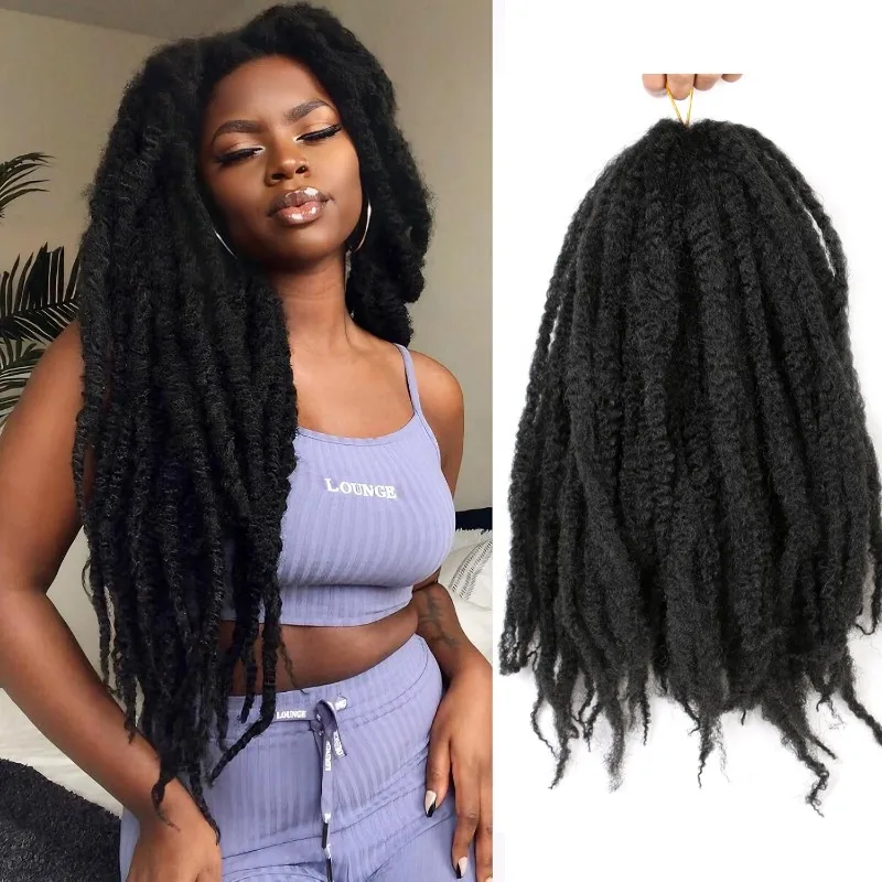 

18-дюймовые плетение волос Marley, завитки волос Marley Twist Braids, длинные локоны, афро-кудрявые вьющиеся волосы Marley для вязаных крючком париков-бабочек