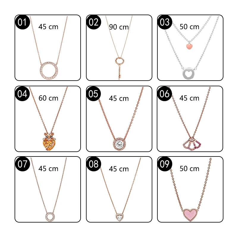 Rose Gold Link Chains Pendants Necklaces For Women Fine Jewelry Key Layered Swirl Lion Princess Heart Fan Circle Chokers Collier