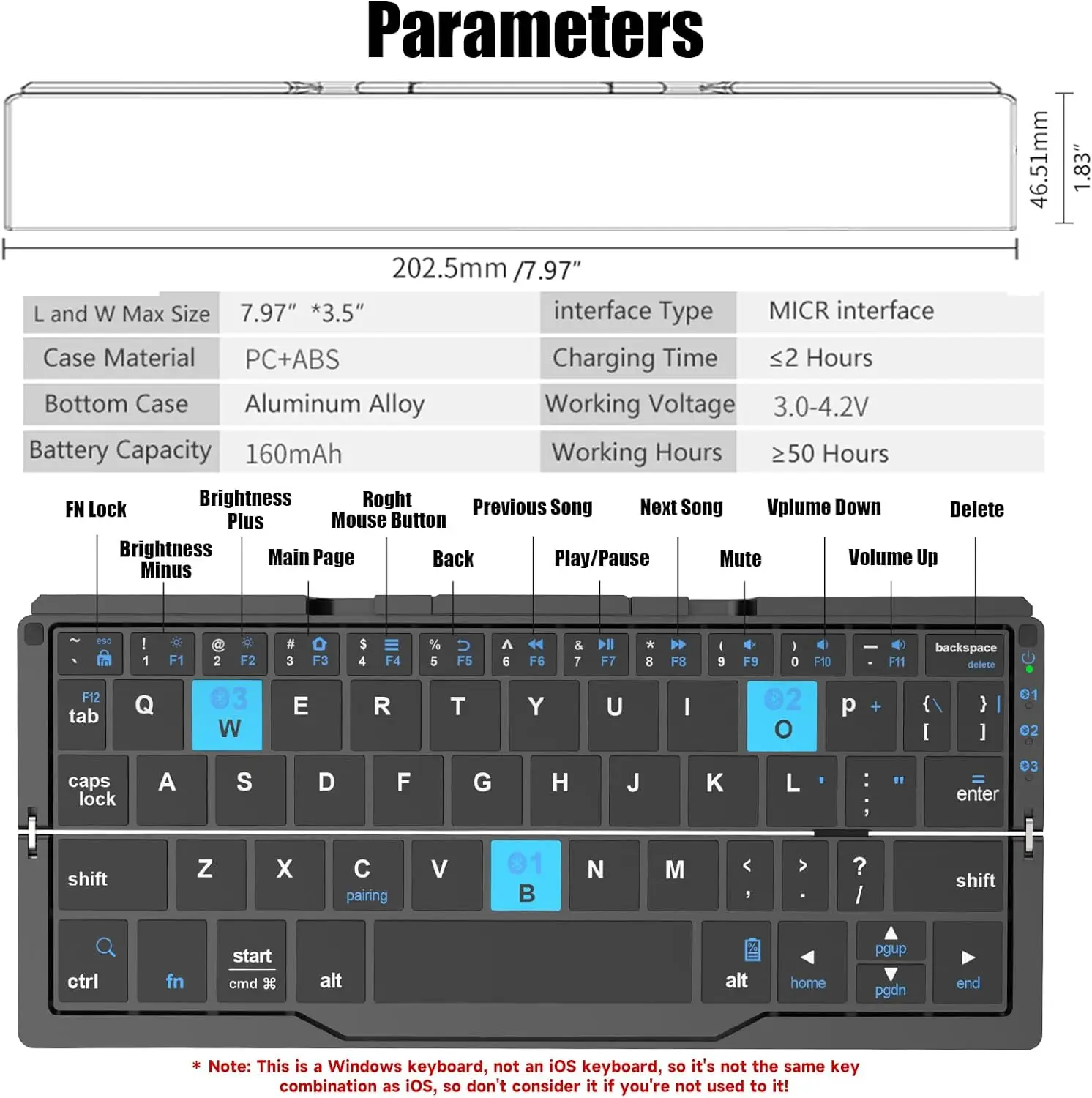 Imagem -04 - Legion go Mini Teclado Bluetooth Dobrável Liga de Alumínio Silencioso Dobrável Portátil Recarregável Teclado Portátil para Legion go