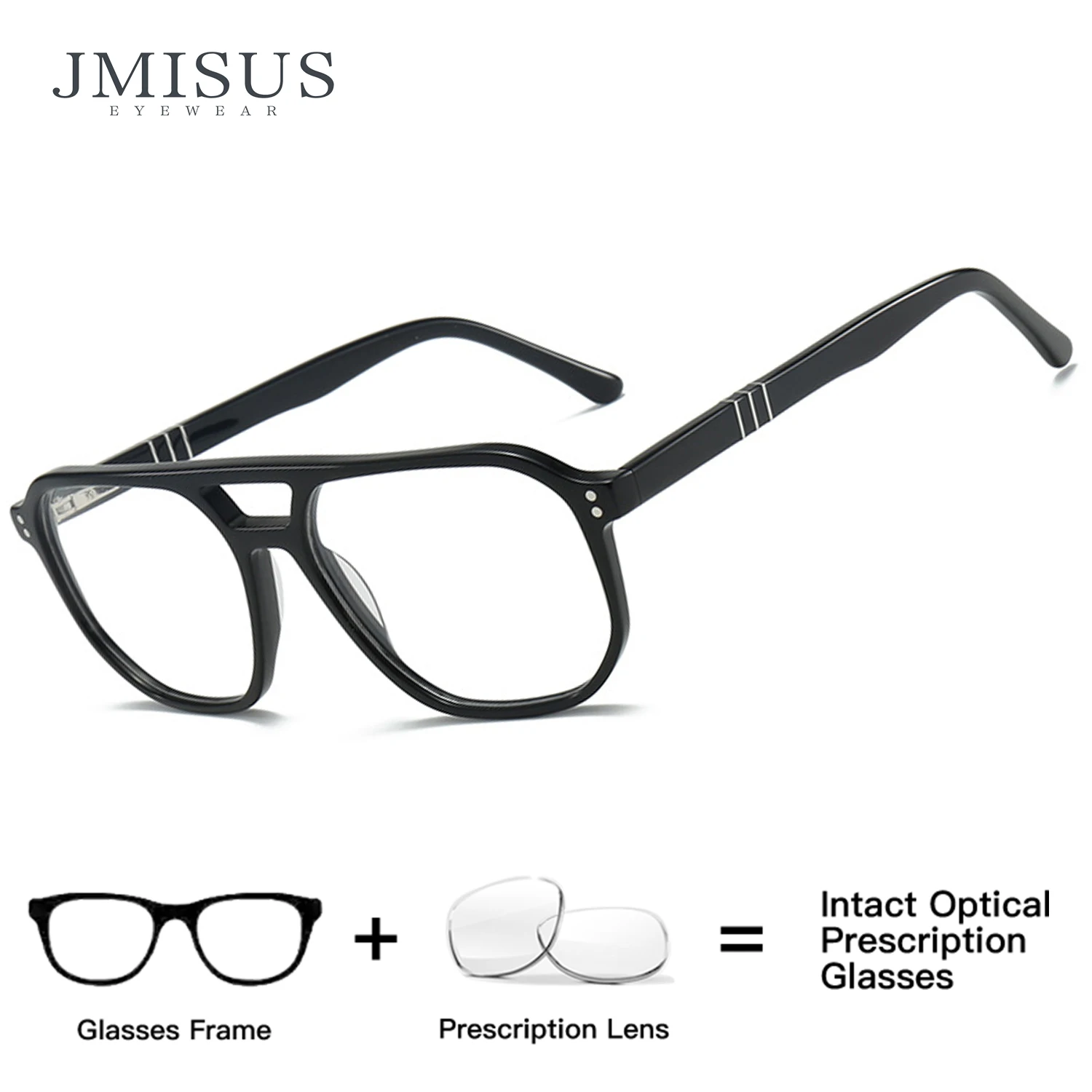 

JMISUS Handmade Acetate Aviator Prescription Glasses Men for Retro Square Pilot Photochromic Optical Eyeglasses