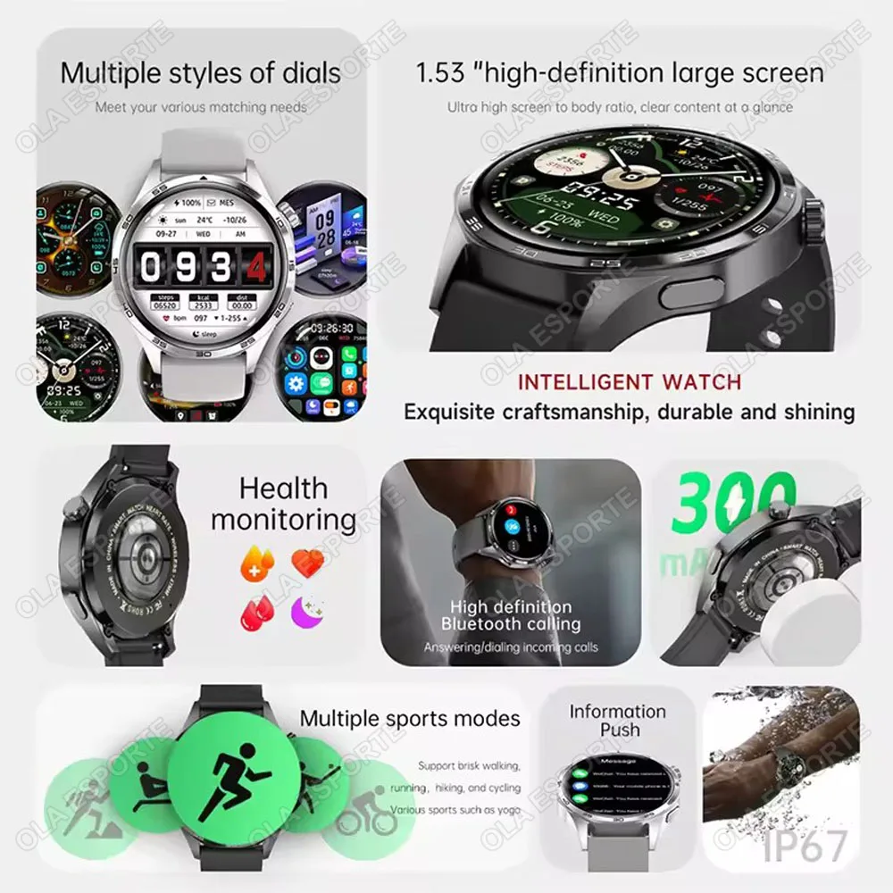 Watch 5 Pro GPS NFC Smart Watch Men 360*360 AMOLED Screen Heart Rate Monitor Bluetooth Calls IP68 Waterproof Man Smartwatch Hw22