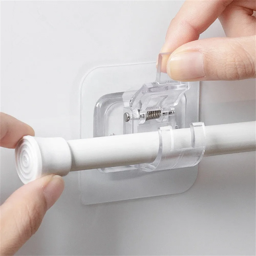 4/8/12Pcs Self Adhesive Curtain Rod Hooks Punch Free Wall Mount Adjustable Durable Sturdy Holder Multipurpose for Shower Windows