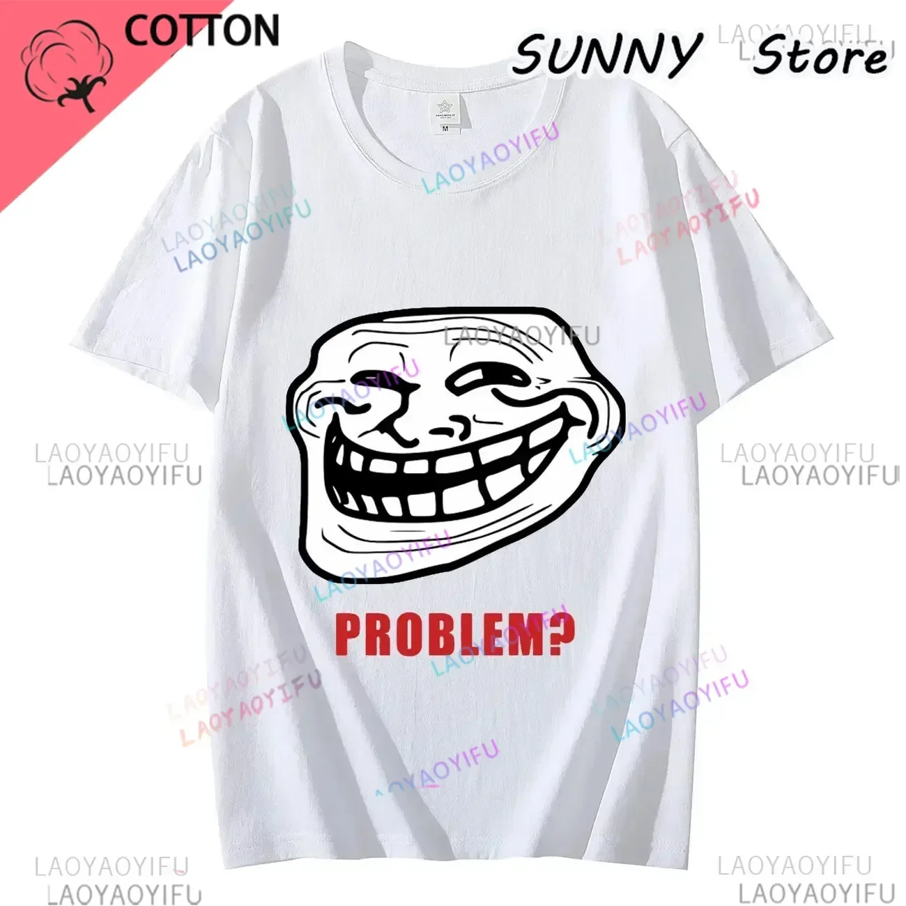 Comic Troll Face Meme Angry Manga Comic Troll Jokes Network Meme Short Sleeve T-shirt Retro Fashion T-shirt