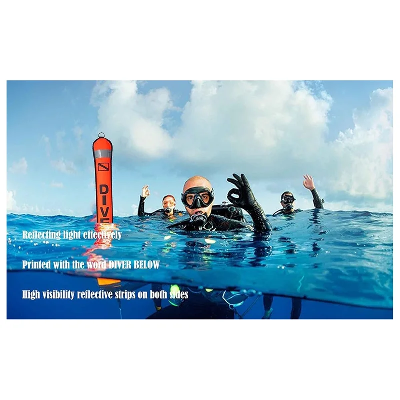 

Scuba Signal Tube With Diving Spool Reel And Clip Inflatable Diving Surface Marker Buoy Set High Visibility