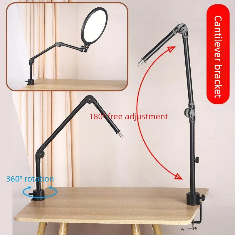 Clamp 3 Section Extension Cantilever Arm Desktop Live Overhead Mount Rotatable Riser Stand for Phone Camera Support Base