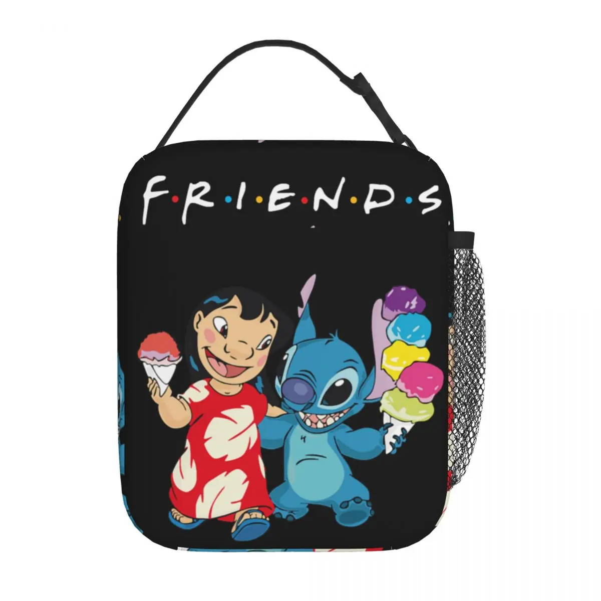 Custom Stitch Lilo Friends Anime Lunch Bag Cooler Warm Insulated Lunch Box for Women Kids School Food Portable Tote Bags