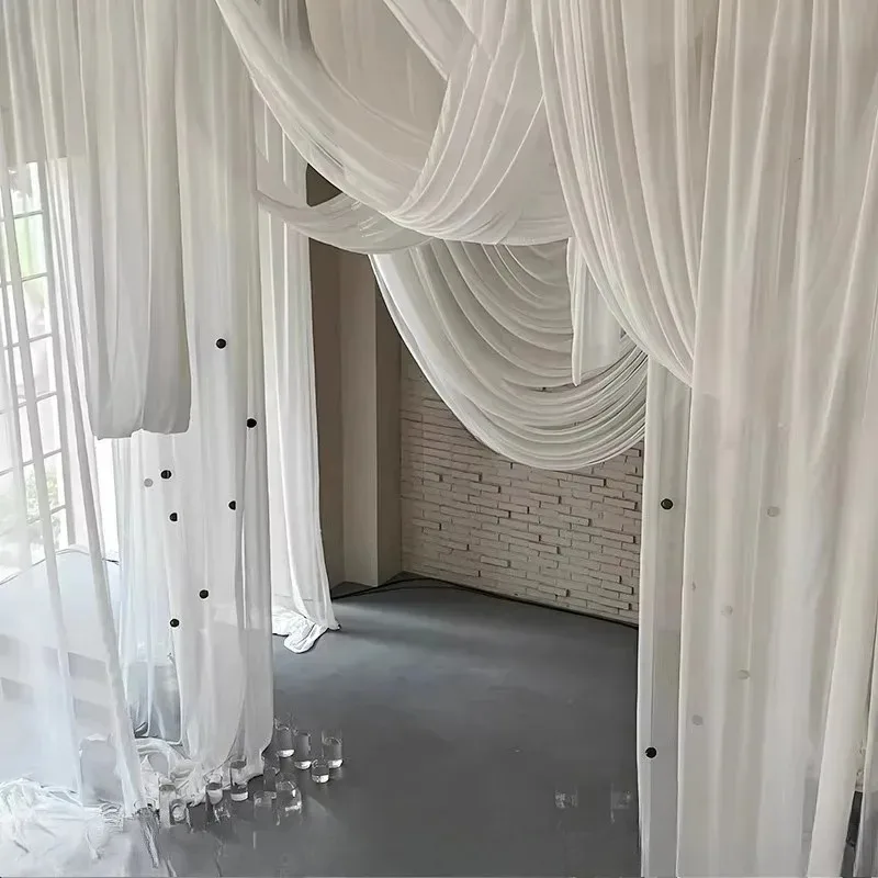 

3M High Quality Transparent Gauze Curtain, Transparent Mesh,Ultra Wide Background Fabric,Handmade Wedding Decoration Accessories