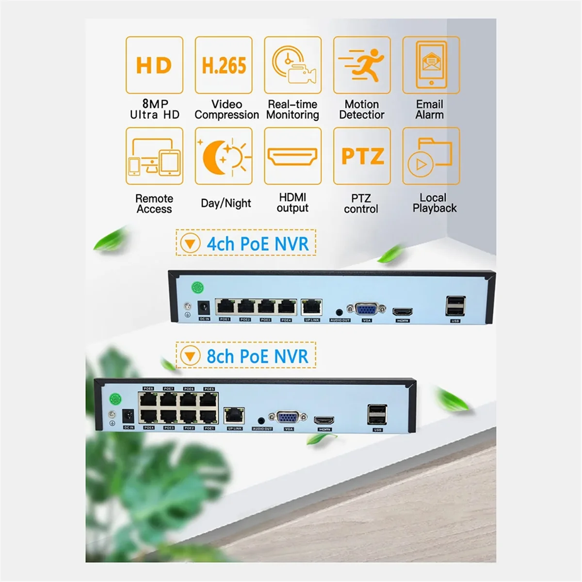 TCE Xmeye 4K 8CH POE NVR 8Channel Video Recorder for 48V POE 8MP 5MP Security Surveillance IP Camera Face Detect EU Plug