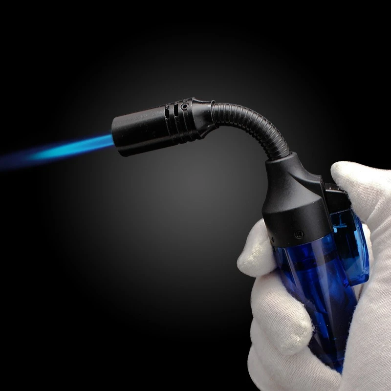 

Inflatable Windproof Blue Flame Lighter Direct Fire Lockable Transparent Visible Gas 360 Degree Hose Outdoor Barbecue Igniter