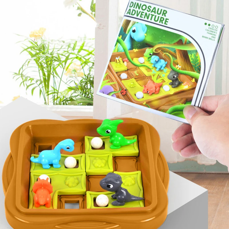 Montessori Strategiespel Dinosaurus Avontuur Doolhof Puzzel Speelgoed Glijdende bal Uitdagingsspel Denken Logica Trein Educatief speelgoed voor kinderen
