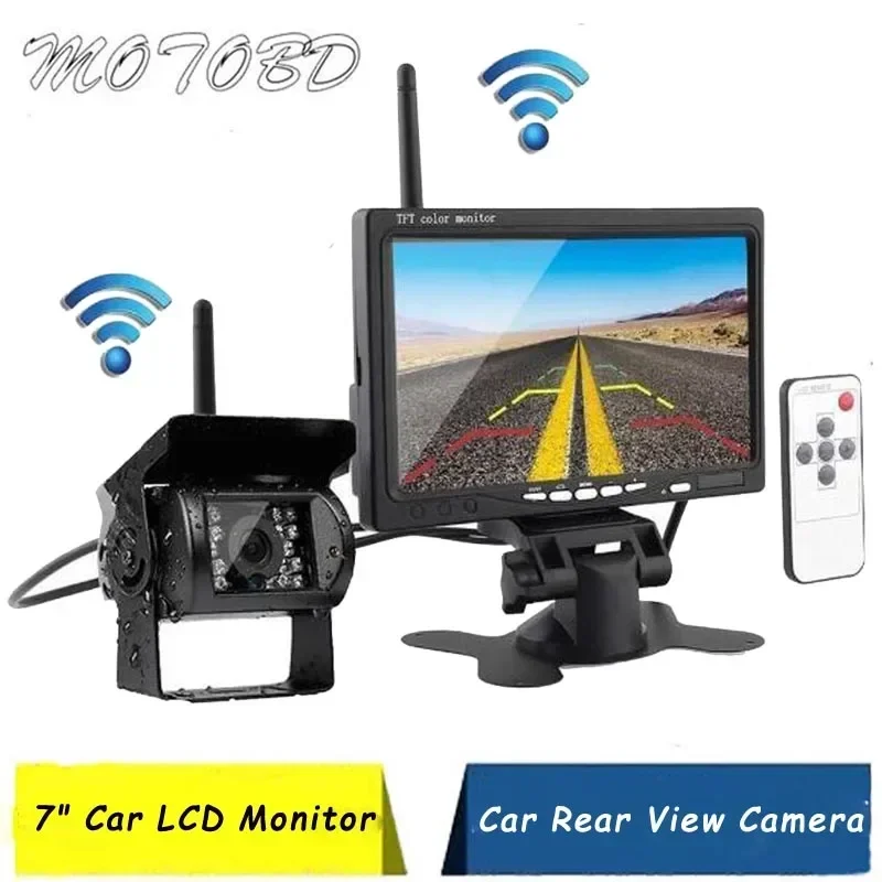 

NEW Wireless 7" Wired Car monitor TFT Car Rear View Monitor Parking Rearview Night Vision 18 LED IR Waterproof Cameras