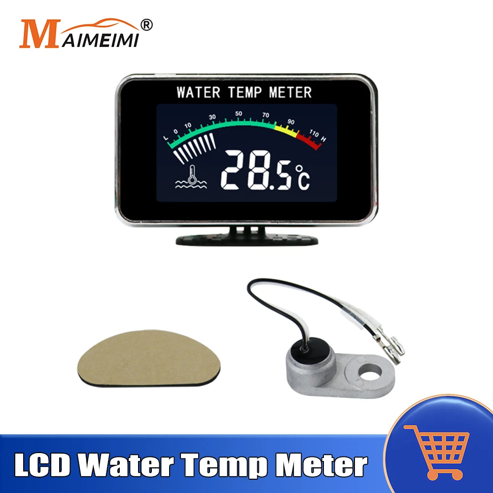 12V/24V Water Temperature Gauge With Sensor Digital LCD Gauge -10~120℃ Water Temp Meter Universal For Diesel Petrol Car Truck