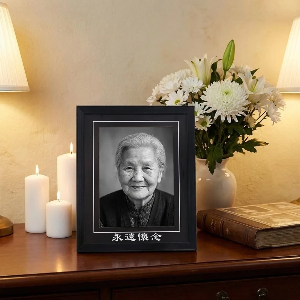 Durable Rectangular Memorial Photo Frame Classic Vintage Picture Storage Frame Deceased Display Holders Wall Mounting