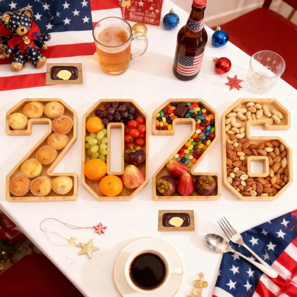 Wooden Party Food Trays Buffet Table Decorations 4pcs Wooden Number Boxes Set Fillable Charcuterie Boards for Party Serving