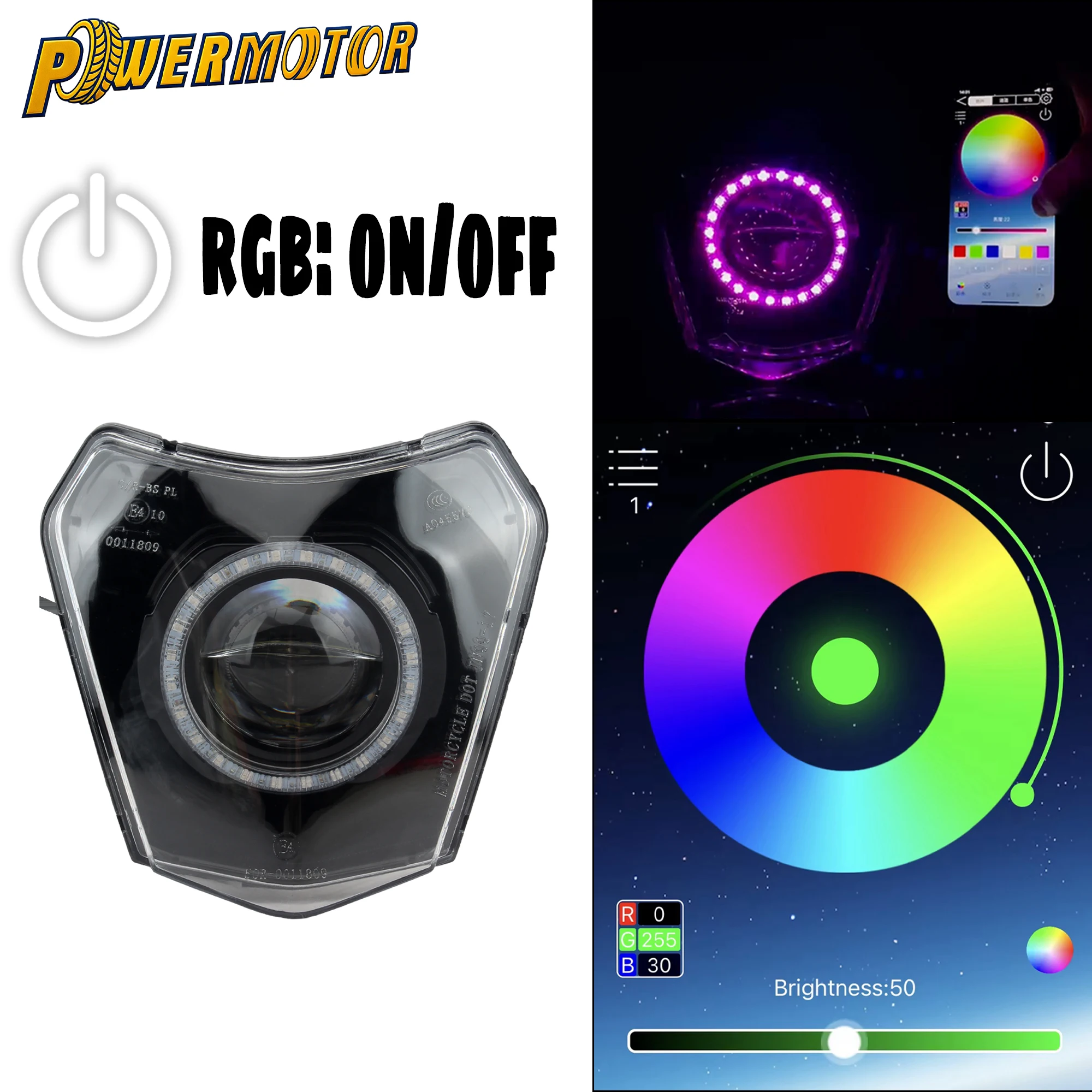 

Enduro RGB Headlight LED App Control HeadLamp For KTM EXC SX XC XCW EXC-F TE TC SMR Motocross Dirt Bike Modified RGB Accessories