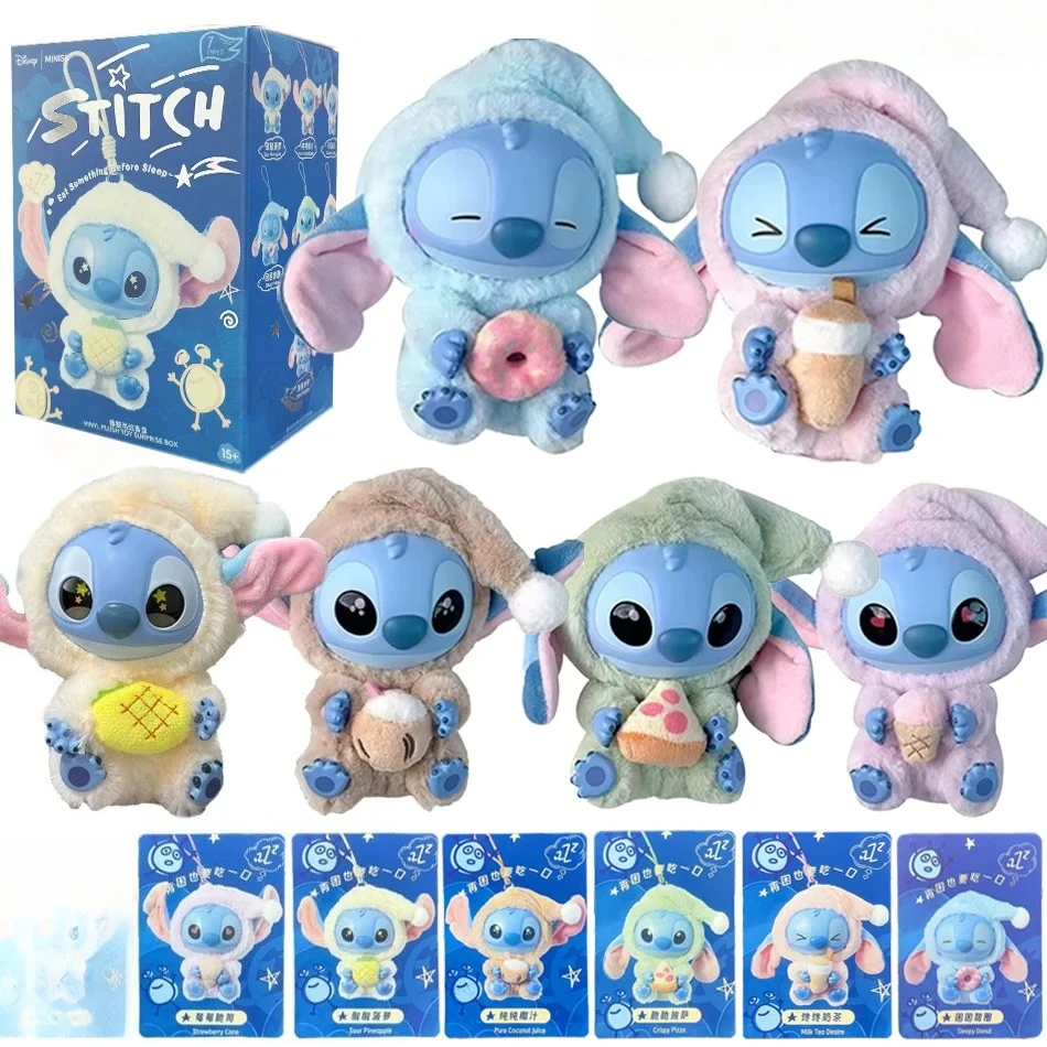 Miniso nuevo Stitch Eat Some Thing Before Sleep Series caja ciega de vinilo bolsa colgante Linda muñeca de peluche caja misteriosa juguete regalos sorpresa