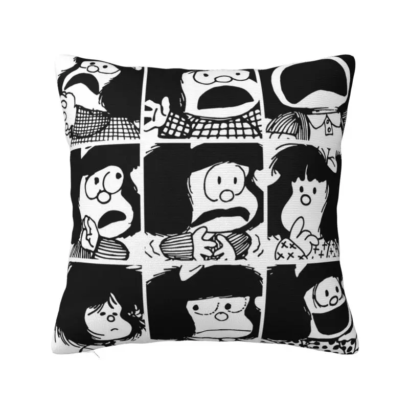 Quino Comic Cartoon Mafalda Cushion Cover 55x55 cm Polyester Velvet Throw Pillow Case For Sofa Car Decoration Bedding Pillowcase