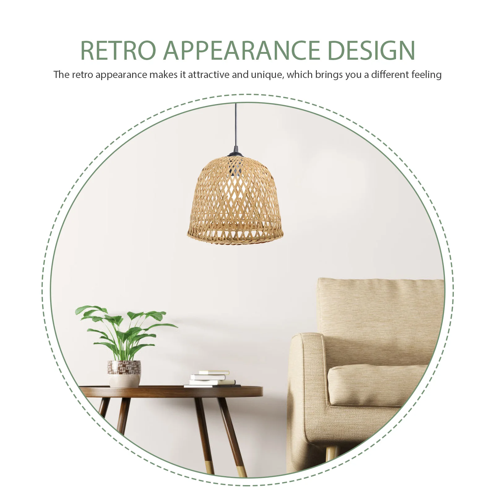 

Bamboo Vintage Lamp Shade Decorative Hanging Light Cover Easy Install Soft Light for Bedroom Ceiling Lamp Bedroom Lampshade