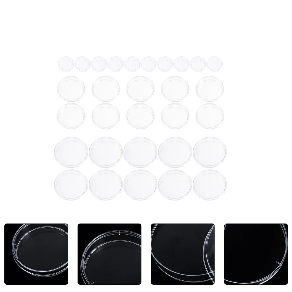 

30pcs Petri Dish Set 35mm 60mm 100mm Reusable Transparent Plastic Culture Dishes for Lab Experiment Biology Study