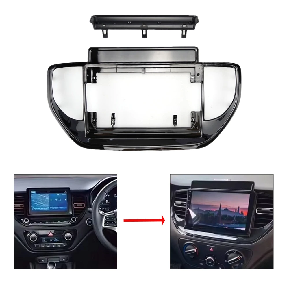 

9 Inch Car Frame Fascia Adapter Android Radio Dash Fitting Panel Kit for Hyundai Verna Accent Solaris 2020+