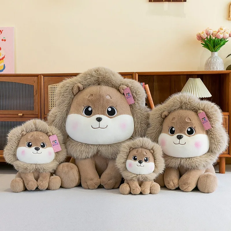 Kawaii Plush Lion Stuffed Toy Sitting Cute Cartoon Cub Pillow Decor for Kids Birthday Gift Girls Soft Plushie Animal Doll