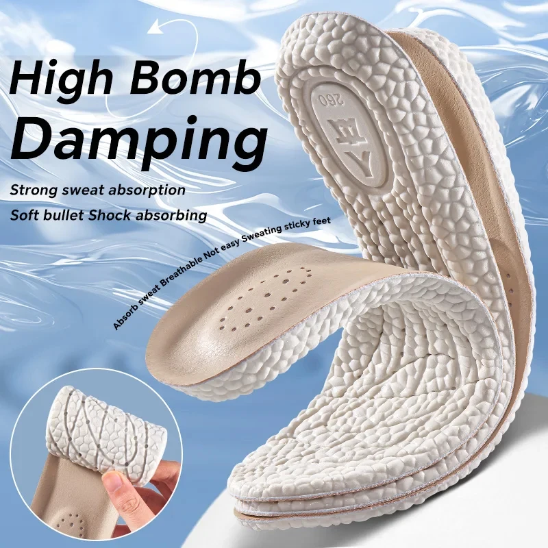 Plantillas ortopédicas de cuero para hombre y mujer, plantillas de gel con espuma viscoelástica, soporte para el arco del pie, almohadillas para calzado deportivo, plantillas suaves para correr.