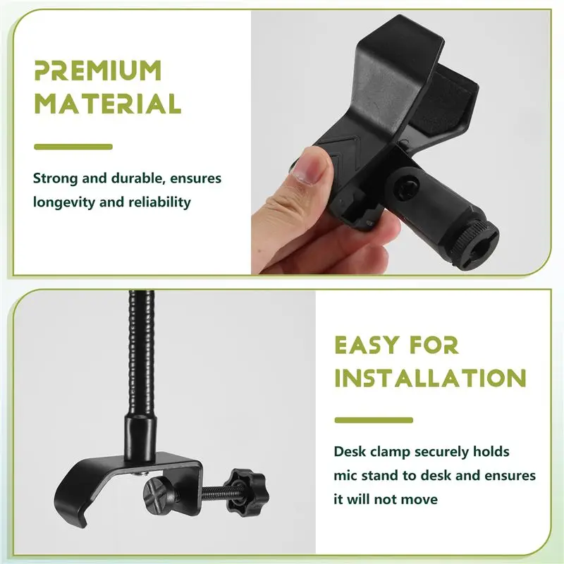 Flexible Gooseneck Microphone Stand With Desk Clamp For Radio Broadcasting Studio, Live Broadcast Equipment