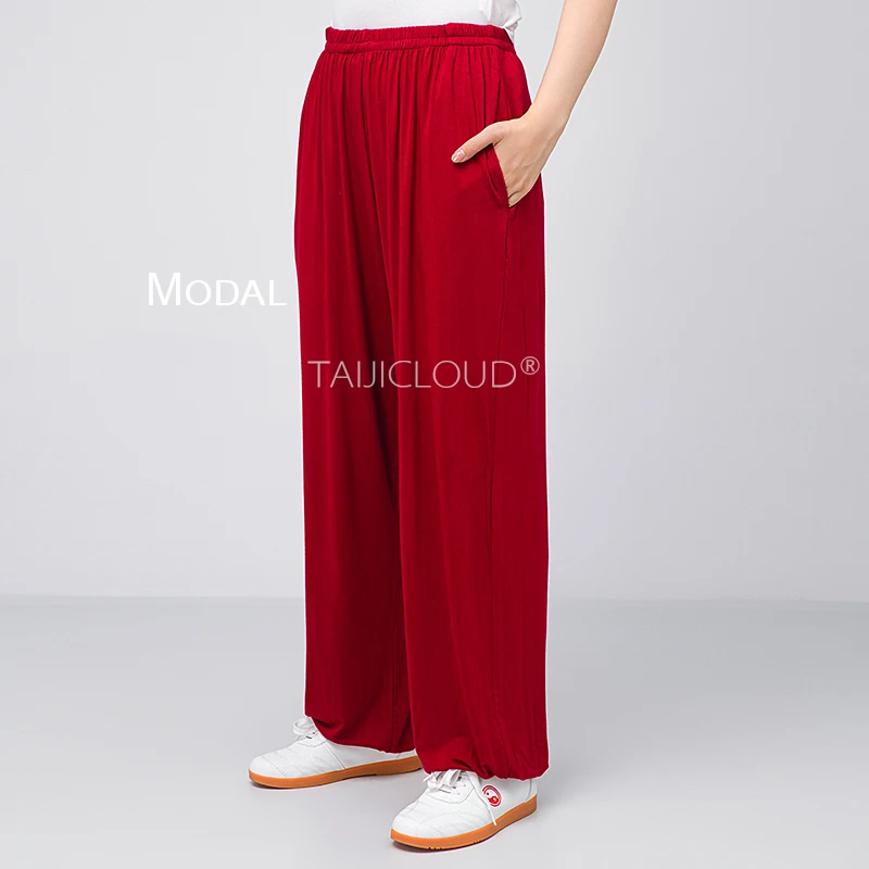 سراويل تدريب تاي تشي لعام 2024 للنساء/الرجال - سراويل حريم صيفية من القطن المشروط مع أساور مدببة وفضفاضة مناسبة للفنون القتالية