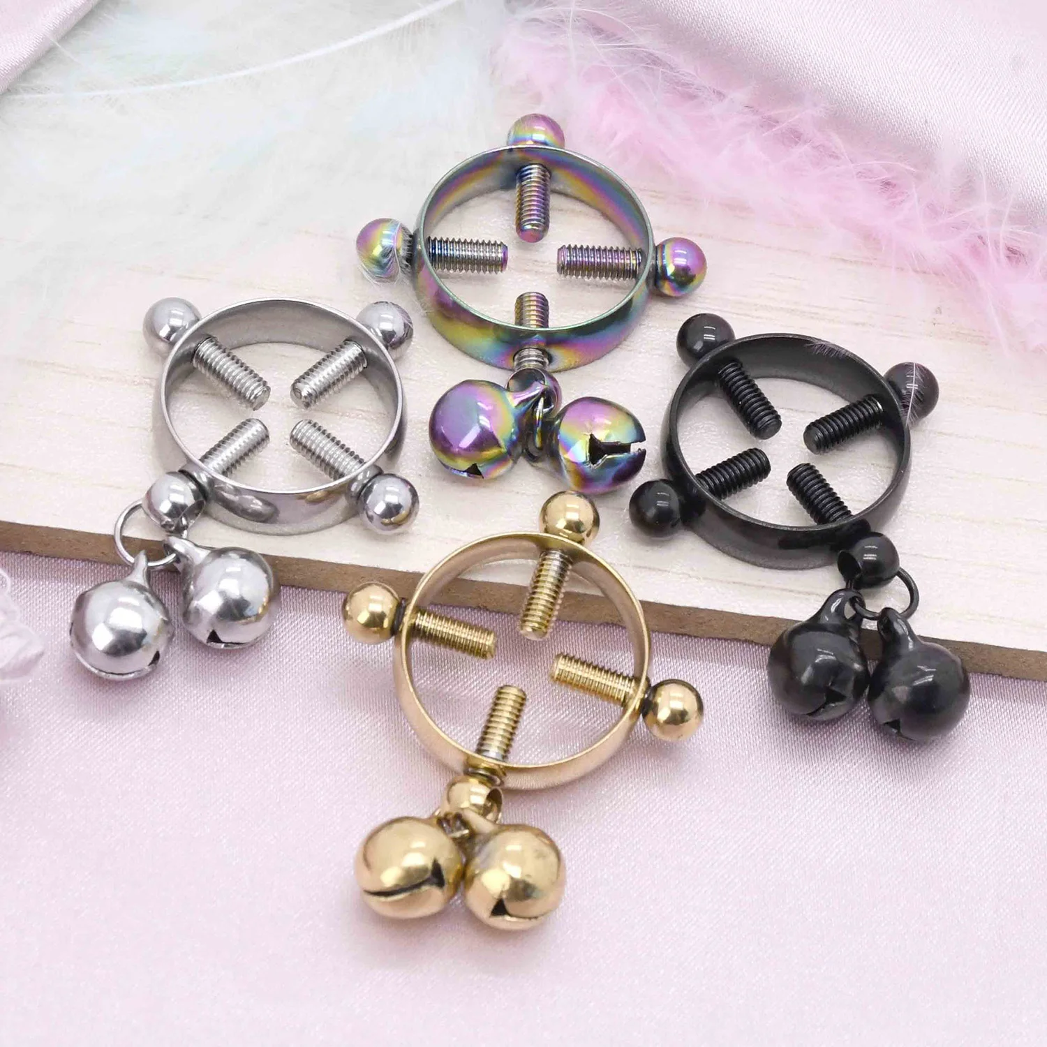 1pcs Stainless Steel Screw Fake Sexy Nipple Rings Non-Piercing Clip on Nipple Rings Faux Piercing Body Jewelry for Women Gift