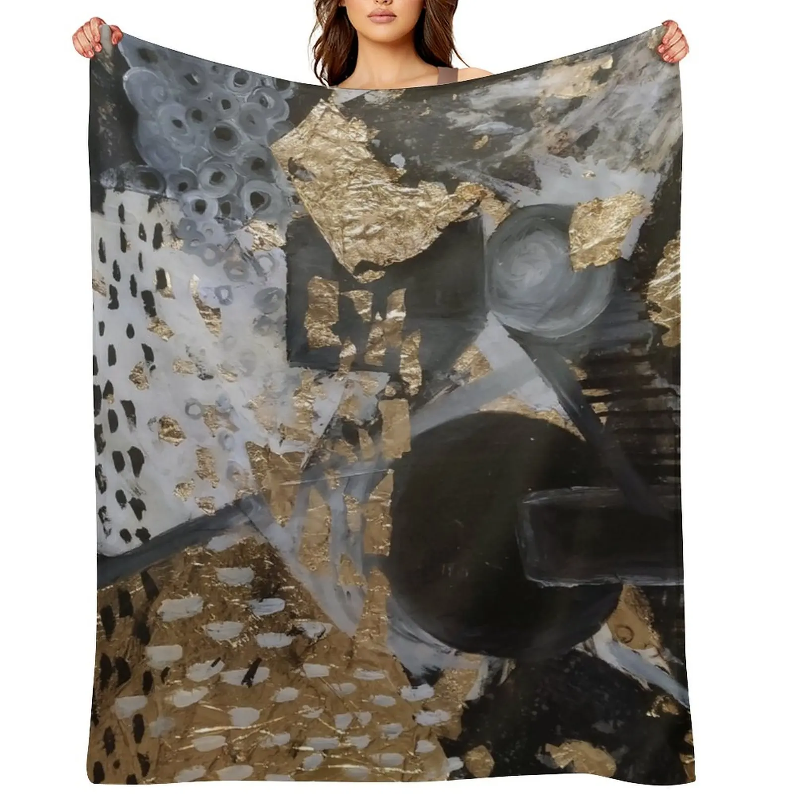 

Black Gold Throw Blanket blankets ands Personalized Gift Decorative Sofa Blankets