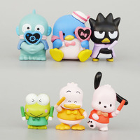 6Pcs/set Cartoon Sanrio Action Figures Pochacco Figurine Hangyodon Anime Kawaii Gift Mini Handmade Model Brinquedos Toy for Kids