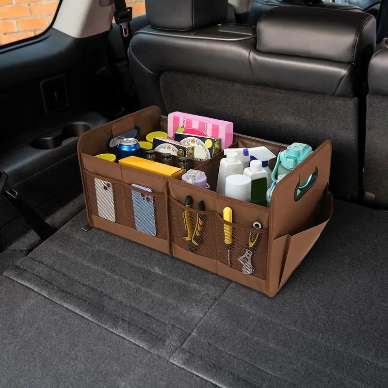 Car Storage Box Back Seat Trunk Organizer For Groceries Collapsible Trunk Food Snacks Kid Toy Storage Bin Large Capacity