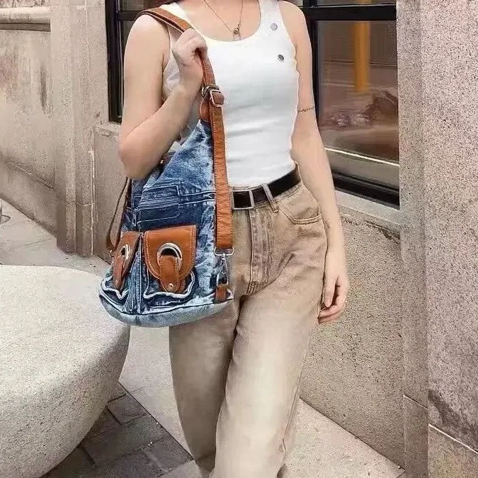 

Женский джинсовый рюкзак, винтажный дизайн, повседневная студенческая сумка для школы, путешествий, трансформируемый рюкзак через плечо