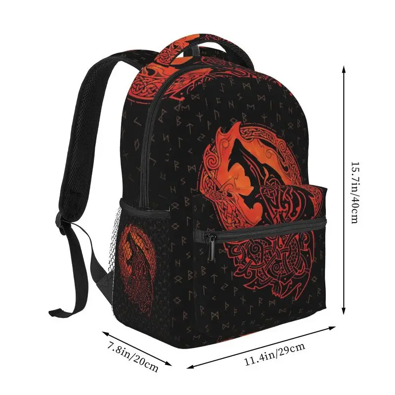 Norse Viking Berserker Wolf Knotwork Laptop Backpack Large Capacity Travel Backpacks Student Shoulder Bag Novelty School Bookbag