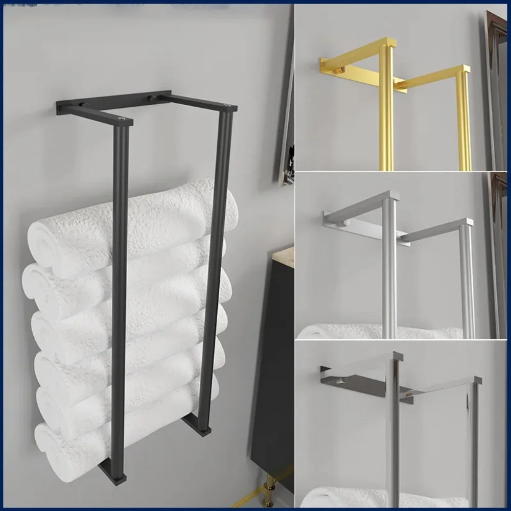 

73cm Wall-Mounted Towel Storage for Bathroom Bathroom Double Rod Towel Rack Large Capacity Towel Storage Organizer Space Saving