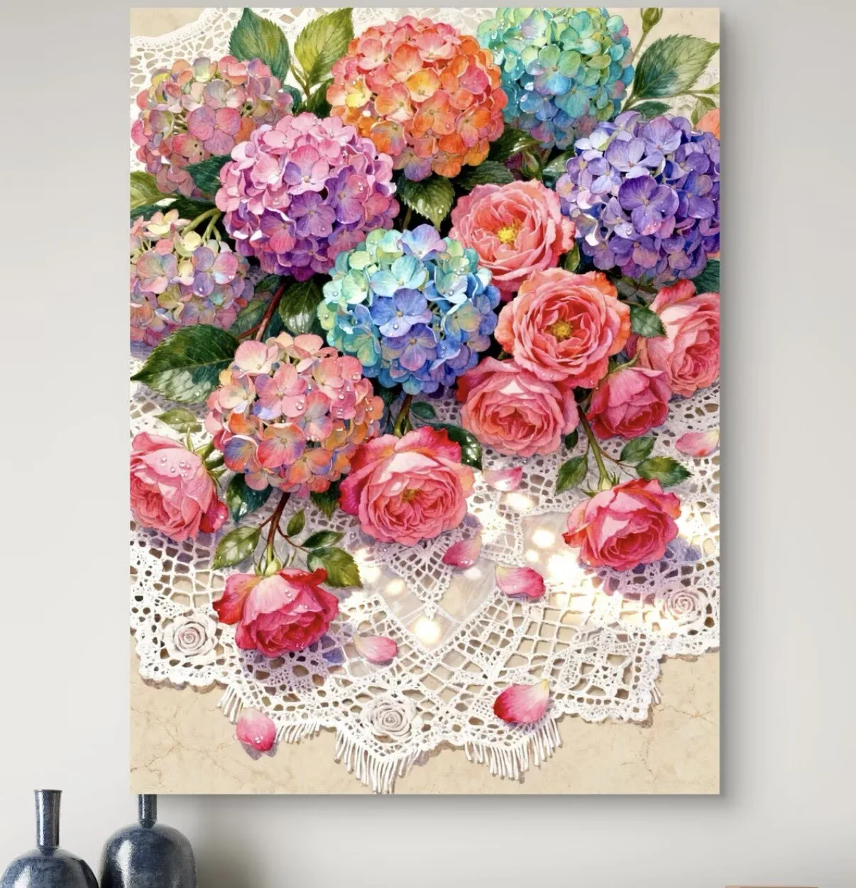 9CT 11ct 14ct Hydrangea Printed Kit Cross Stitch Embroidery DIY Needlework Home Decor Crafts With Needles Threads