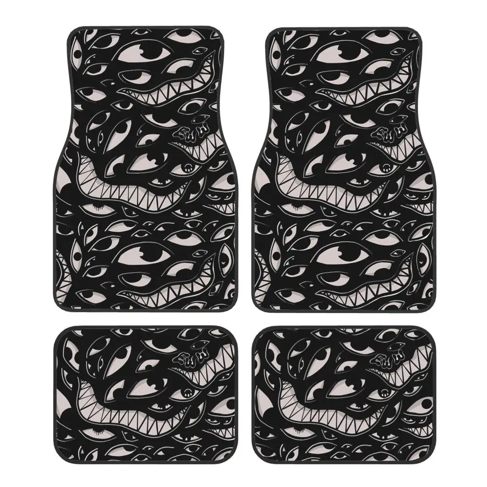 Snake Eye Pattern  Pattern Design 4PCS Crystal Velvet Car Floor Mats Anti Slip Car Carpets Anti Fouling Car Floor Mats