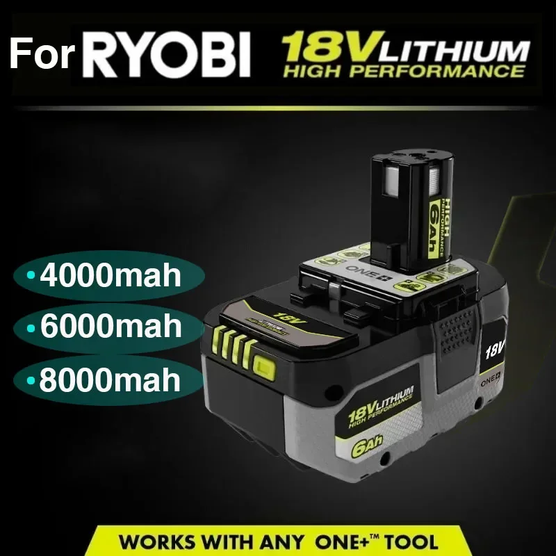 ForRYOBI ONE+ high-performance lithium battery 18V no memory effect, low self discharge, suitable for all ONE+tools P104,P107