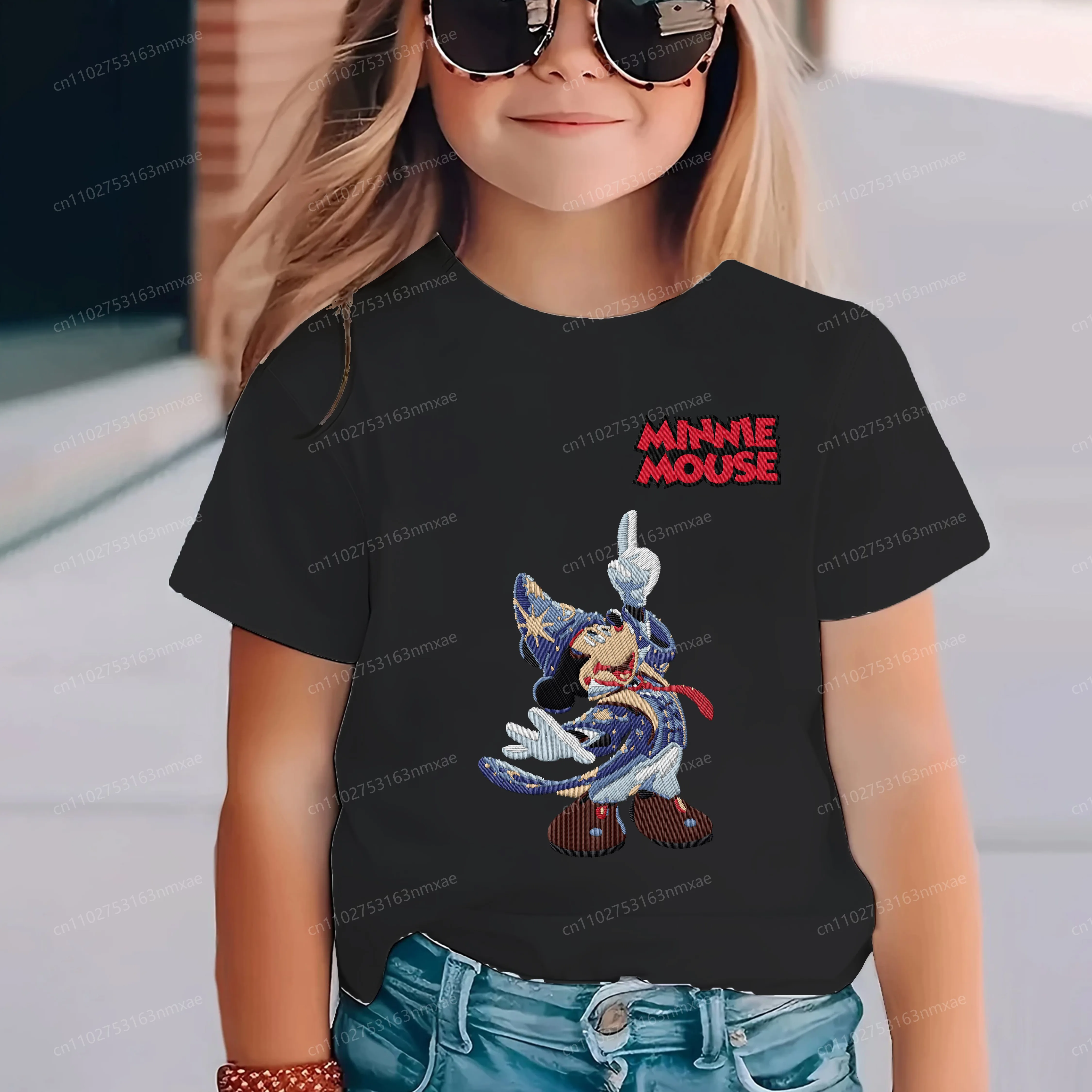 

Одежда для девочек с Микки Маусом 2025, детский летний топ из чистого хлопка, детская одежда, футболка с Микки Маусом для девочек, футболка с 3D принтом Диснея и вышивкой