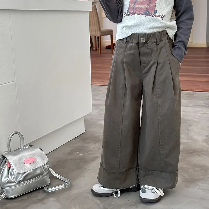 

Children Clothes 2024 Autumn Fashion Pants Boys and Girls Baby Korean Style Patchwork Solid Color Kids Straight Leg Casual Pants