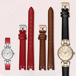 For Anne Klein Genuine Leather Watch Strap AK2156 2157 2618, Sweatproof Retro Brown White Watchband Comfortable Accessory 12x6mm