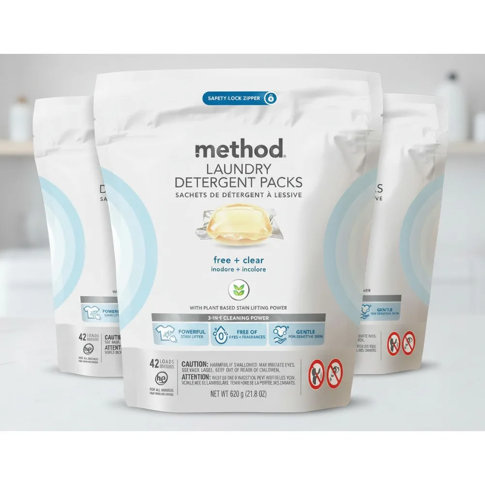 

Fragrance-Free Laundry Detergent Packs, Plant-Based Stain Remover for All Fabrics, Works in Hot & Cold Water, 168 Loads Total