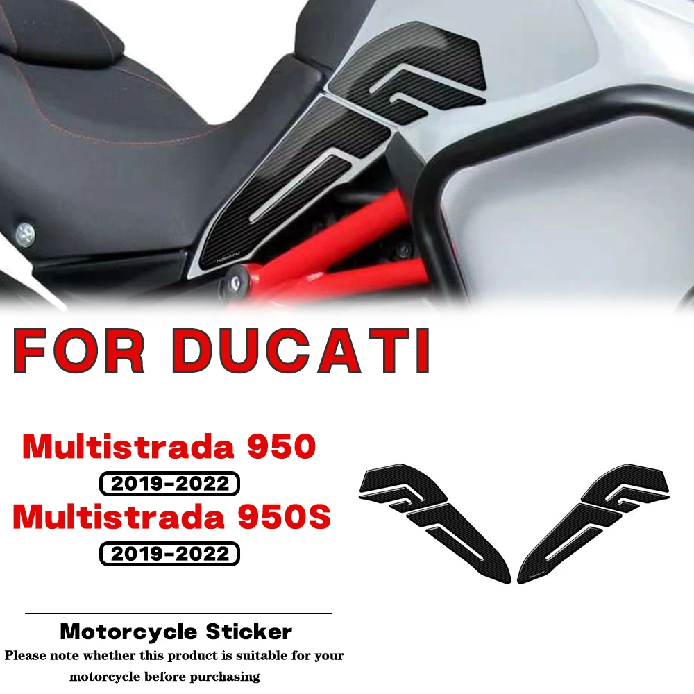 

For DUCATI Multistrada 950 950S 2019 2020 2021 2022 Motorcycle Side Fuel Tank Pad Knee Grip Protection Sticker Carbon-look