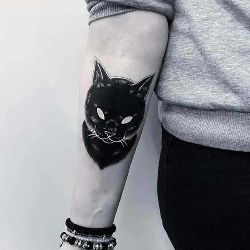 

Cartoon Black Cat Temporary Tattoos Cute Durable Waist Arm Body Art Tatoo Waterproof Fake Tattoo Sticker for Woman Man