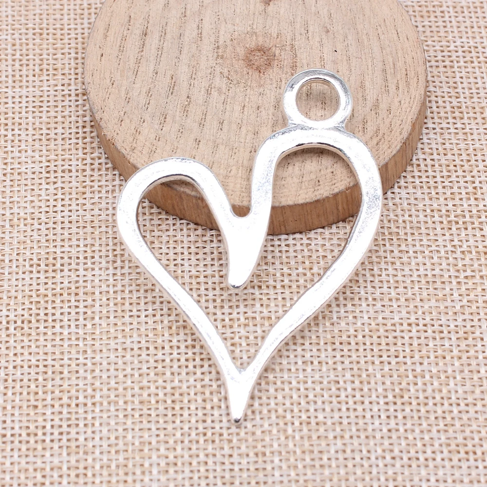 WYSIWYG 1pcs 66x46mm Vintage Big Hollow Heart Charm For Jewelry Making Big Hollow Heart Pendants Charm Big Heart