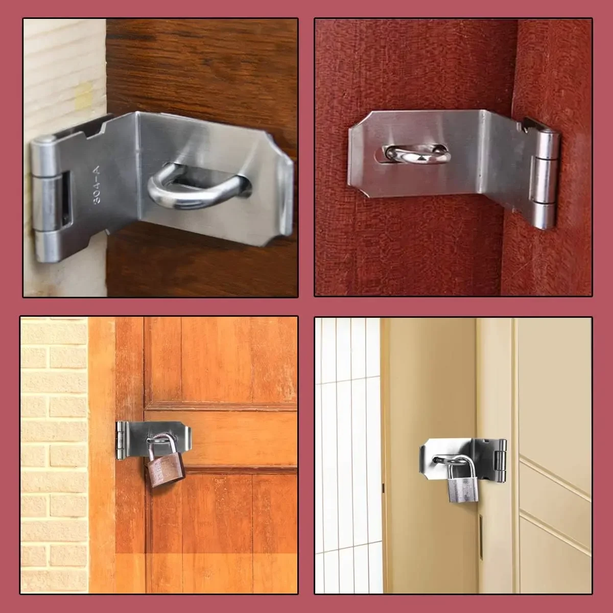 90 Degree Door Hasp Latch 304 Stainless Steel Safety Right Angle Locking Latch Door Clasp Hasp Lock with Screws