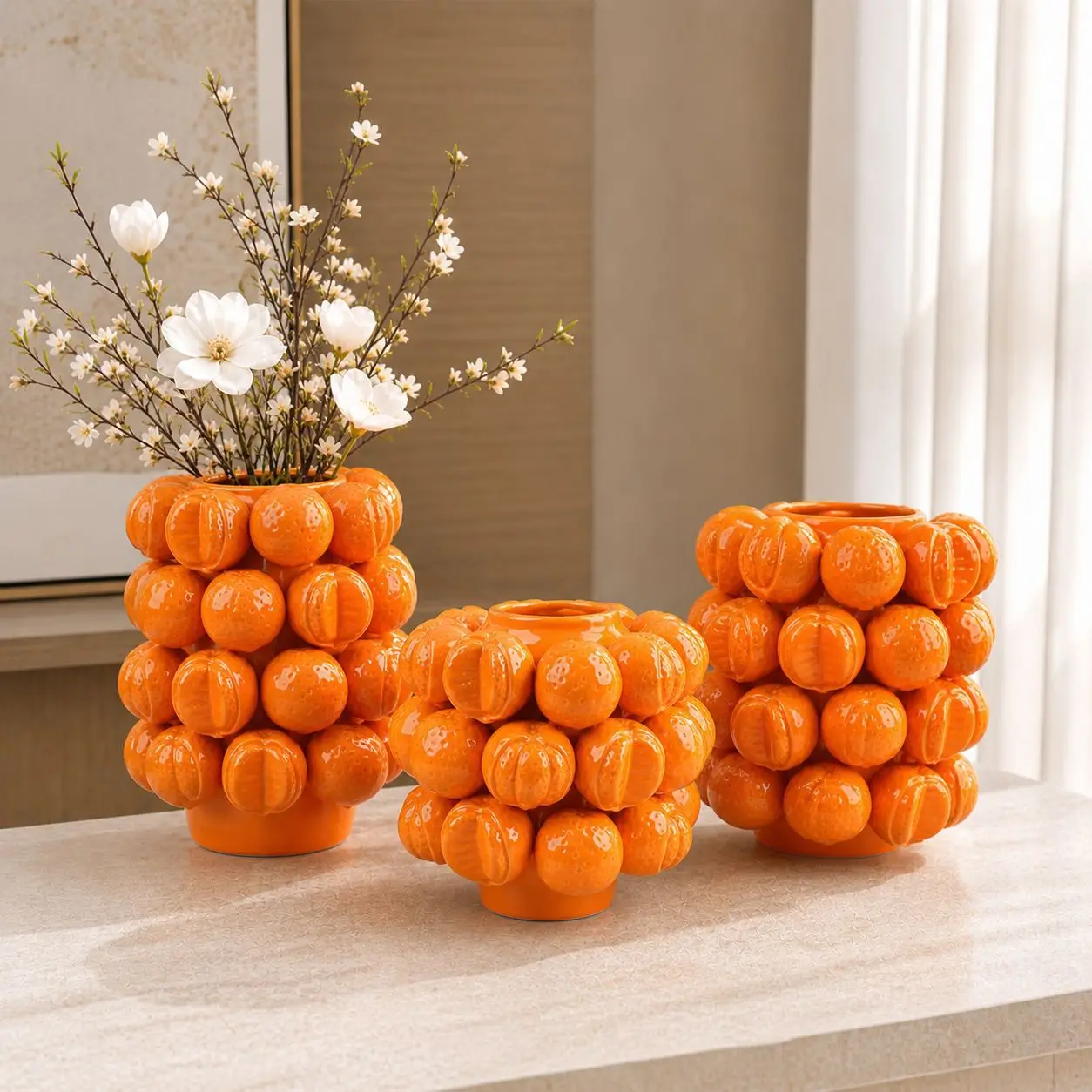 Small fresh tomato ceramic vase flower arrangement advanced sense hand-squeezed handicraft fruit vase