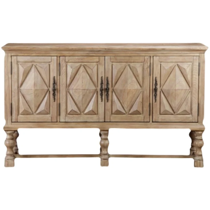 

Distressed Solid Wood Porch Sideboard Retro Multi-Layer Hall Cabinet Partition Entrance Cabinet